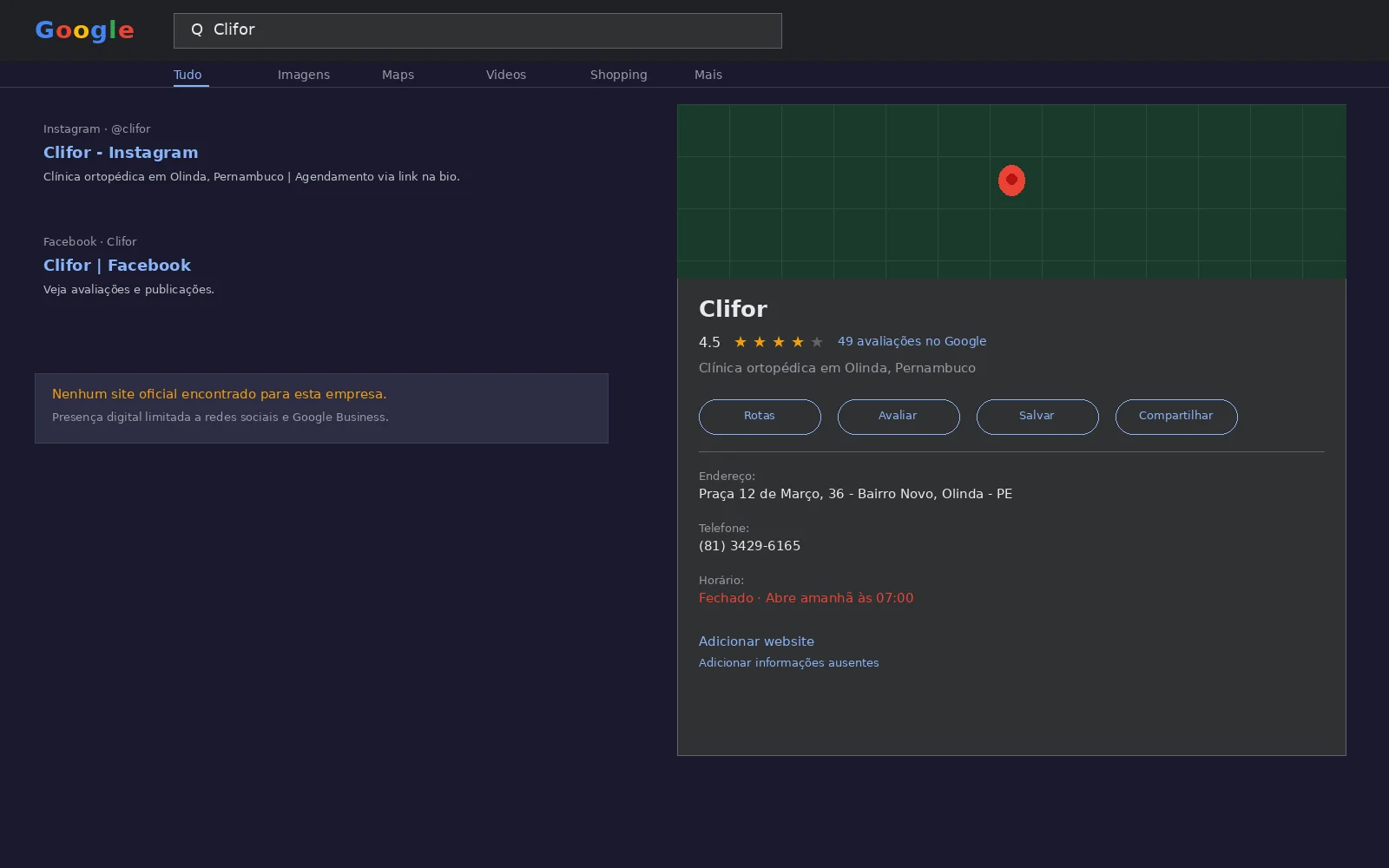 Clifor - versão anterior do sistema
