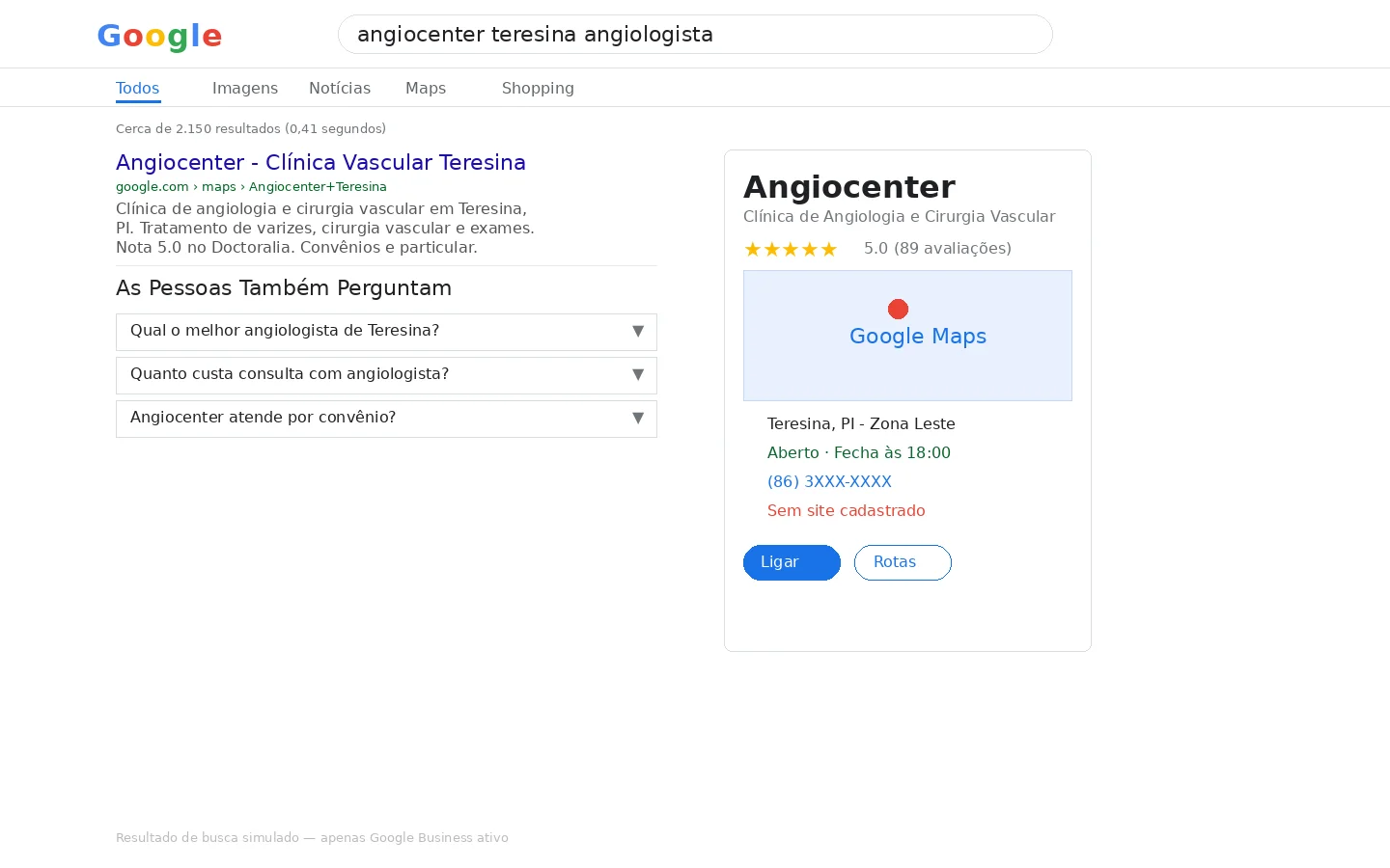 Angiocenter - apenas Google Business