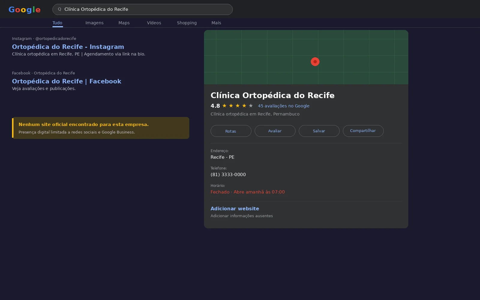 Clínica Ortopédica do Recife - apenas Google Business